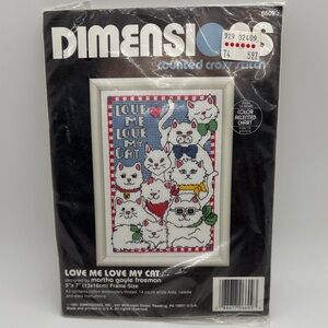 Dimensions VTG Love Me Love My Cat Counted Cross Stitch